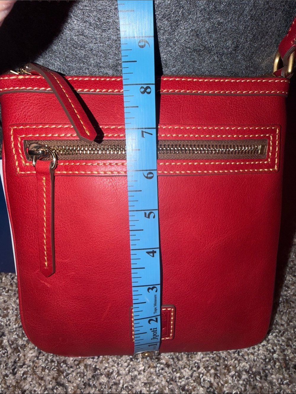 Dooney & Bourke Red Leather Letter Carrier Crossbody with Front Zip - Picture 4 of 9